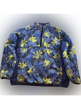 LLBean Nylon Primaloft Reversible Coat Boys XL (18) Reflective 1/4 Zip Blue